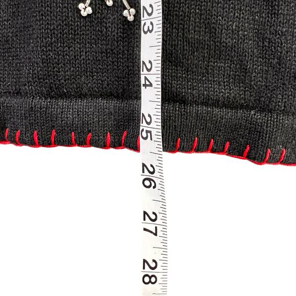 Vintage BP Design Cardigan Sweater L Black Embellished Christmas Holiday Grandma - Picture 9 of 12